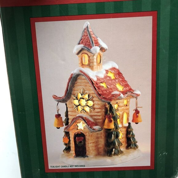 NIB Huntington Hand Painted Ceramic Candle Holder Gingerbread House Christmas - Picture 1 of 11